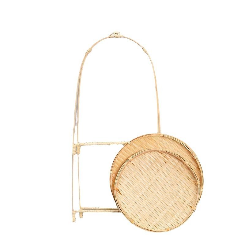 3pc Bamboo Basket Wooden Tray Cupcake Containers Tiered Fruit Basket for Kitchen Counter Fruit and Vegetable
