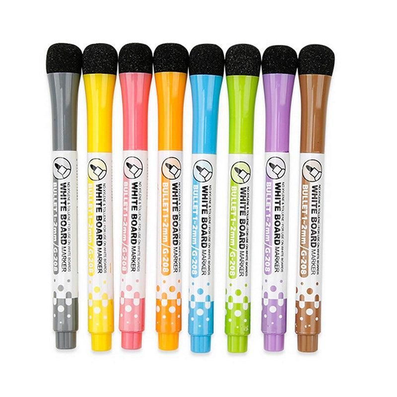 8 Colours Dry Erase Whiteboard Markers Set with Built-in Eraser Tips — image 2