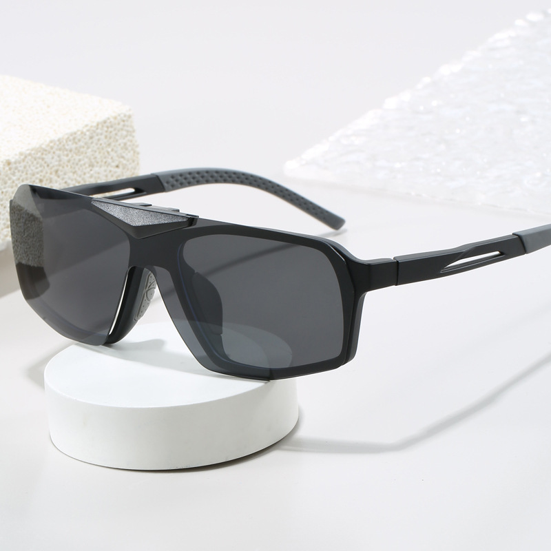 Brown Frame Gray Film Flip-Up Polarized Sports Sunglasses - Versatile Outdoor Cycling and Windproof Eyewear โ image 3