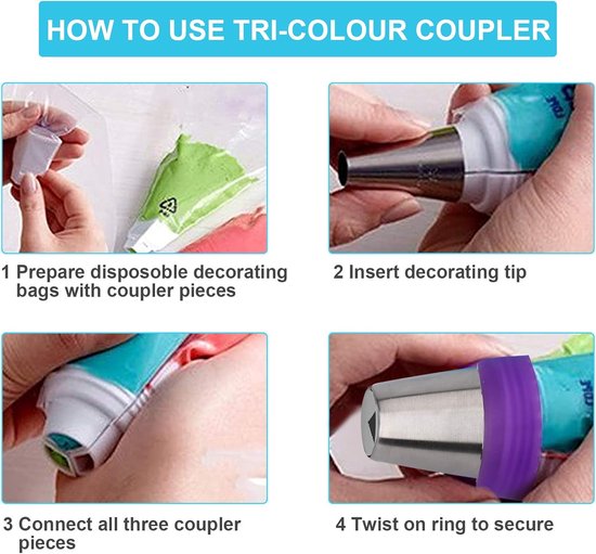 set of 27 cake decorating tips - 12 flower-shaped tips - cake decorating tip set - baking supplies for cookies and cupcakes - 2 leaf-shaped tips - 2 adapters — image 5
