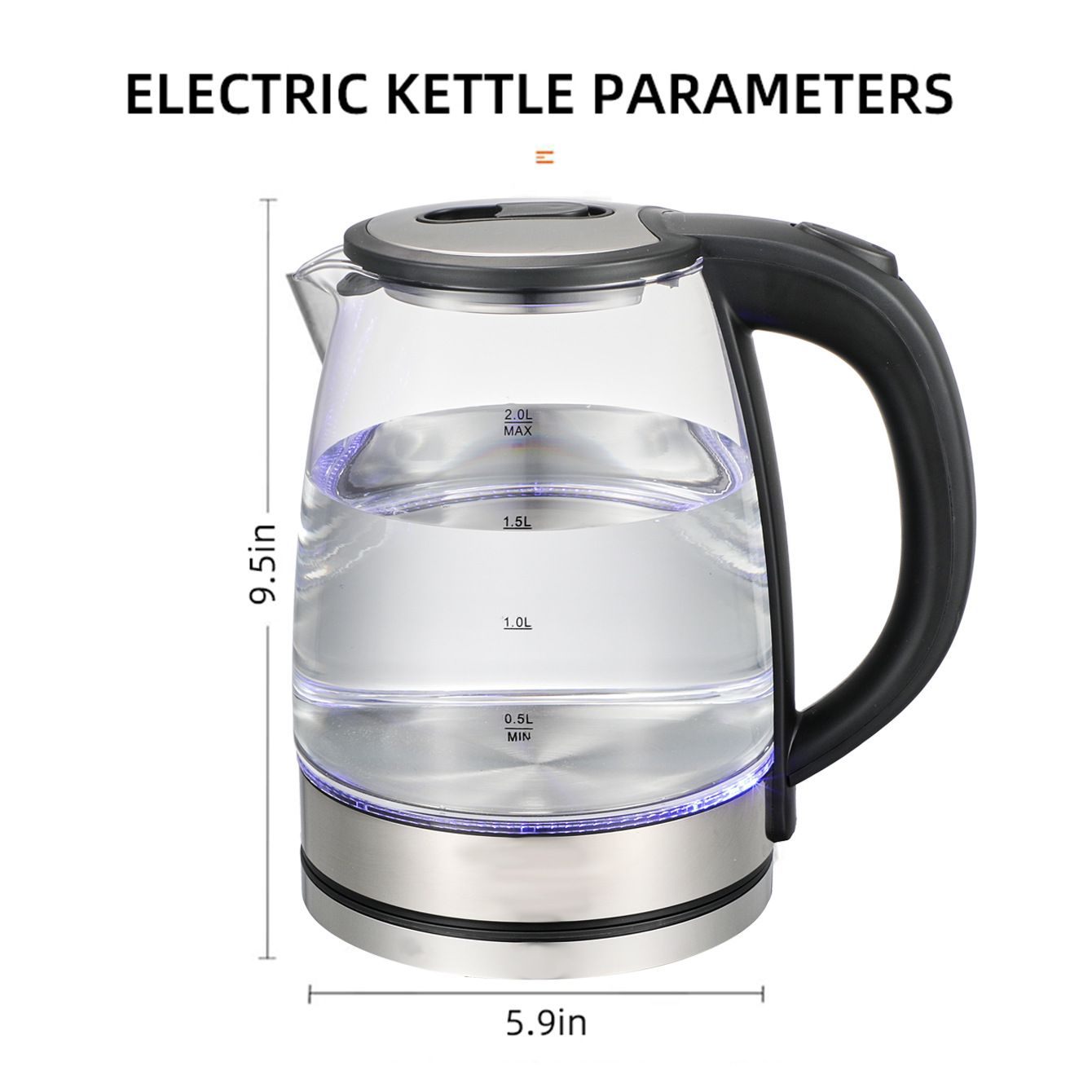 Electric Kettle, Glass Electric Tea Kettle/Hot Water Boiler/Heater with Auto Shut Off Function (1.8L) BPA Free Stainless Steel — image 4