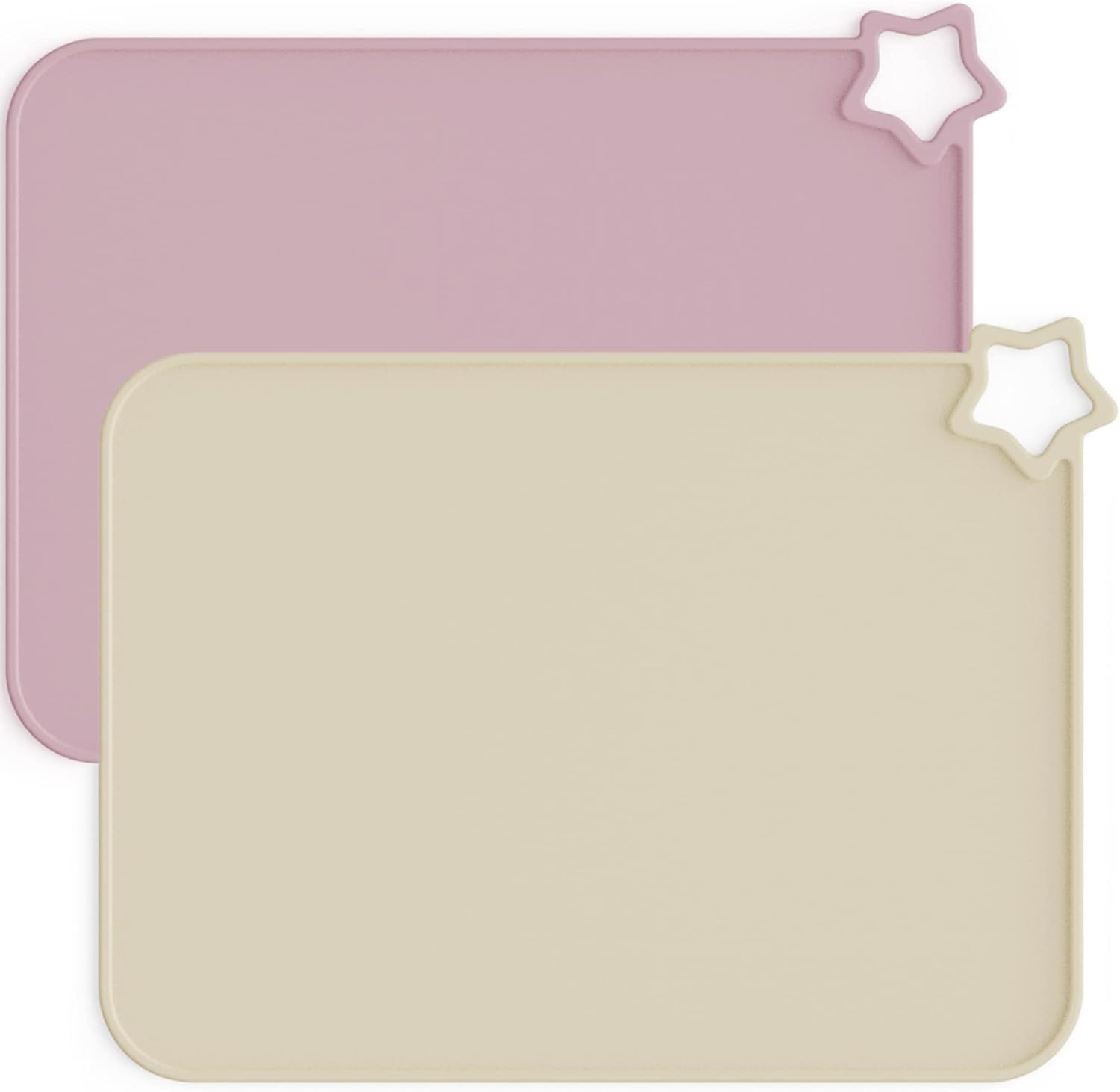 Moonkie Silicone Baby Placemat, 2-Pack | Non-Slip Design, BPA-Free | Washable Placemats for Kids (Light Mauve/Skin Tones) Light Mauve/Skin Tones