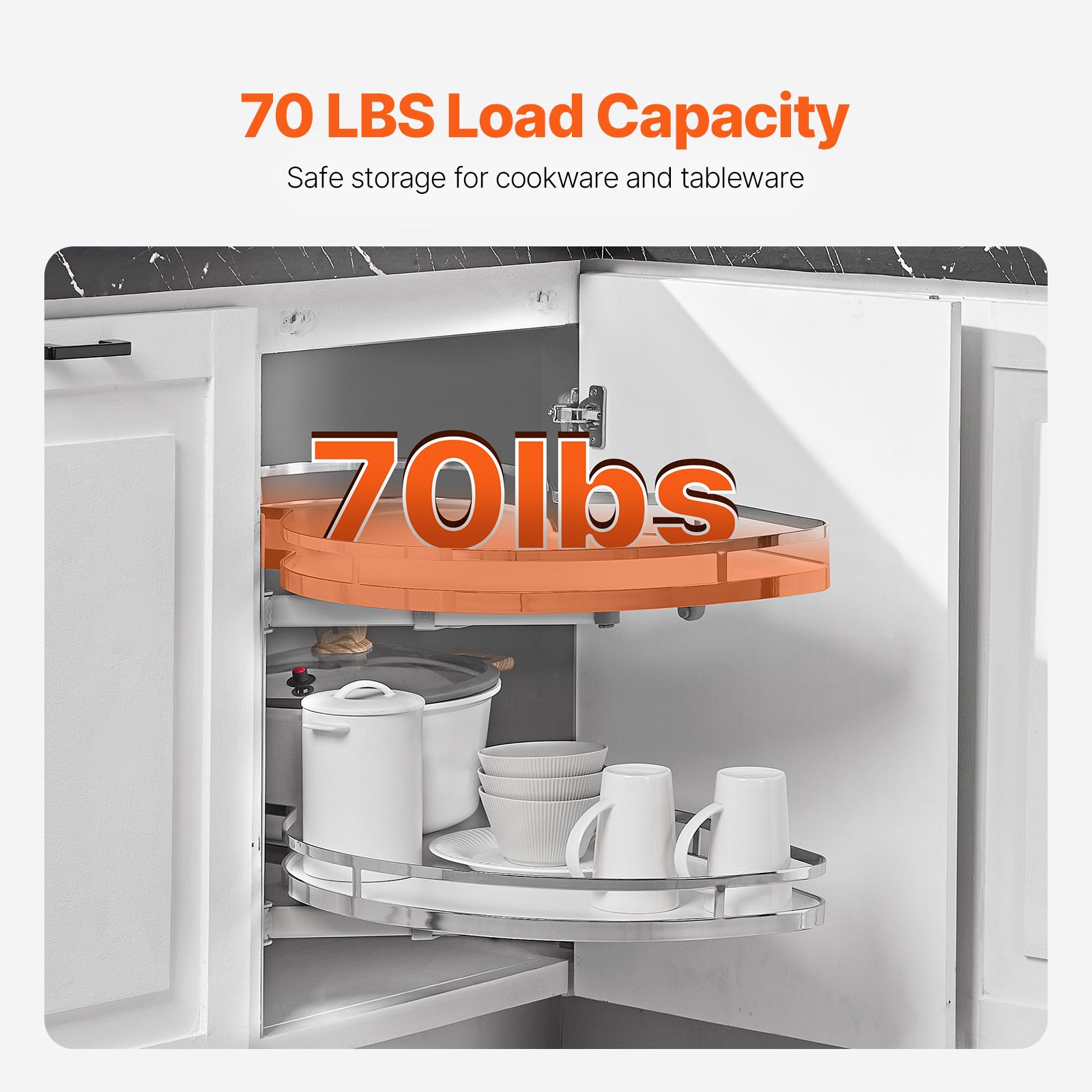 Swing Left Blind Corner Cabinet, Pull Out Organizer for 36 inch Width Blind Cabinet, 2 Tier Height Adjustable Swing Tray, Soft Close Kitchen Cloud Blind — image 4