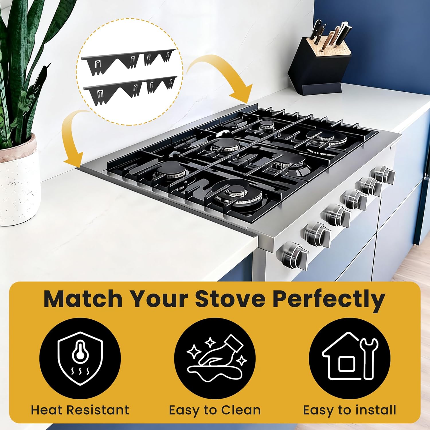 Stainless Steel Stove Gap Covers - 304 Stove Gap Filler, Easy retractable Length 13.8" to 27.5", Width 0.79", Heat Resistant Guard Between Stove Top & Counter โ image 5