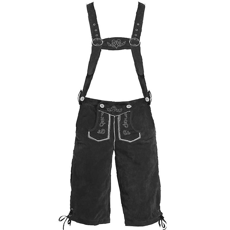 Men's Lederhosen - Genuine Leather, Authentic German Lederhosen for Men, Oktoberfest Outfit - Black-XF7- Black L โ image 4