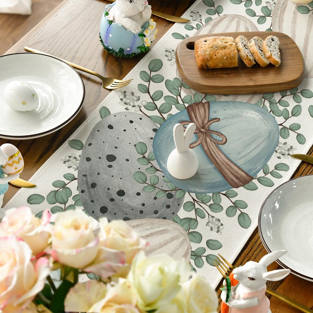 Eucalyptus Egg Easter Table Runner, Spring Kitchen Dining Table Decor for Indoor Outdoor Home Party Decor 13 × 72 Inch — image 4