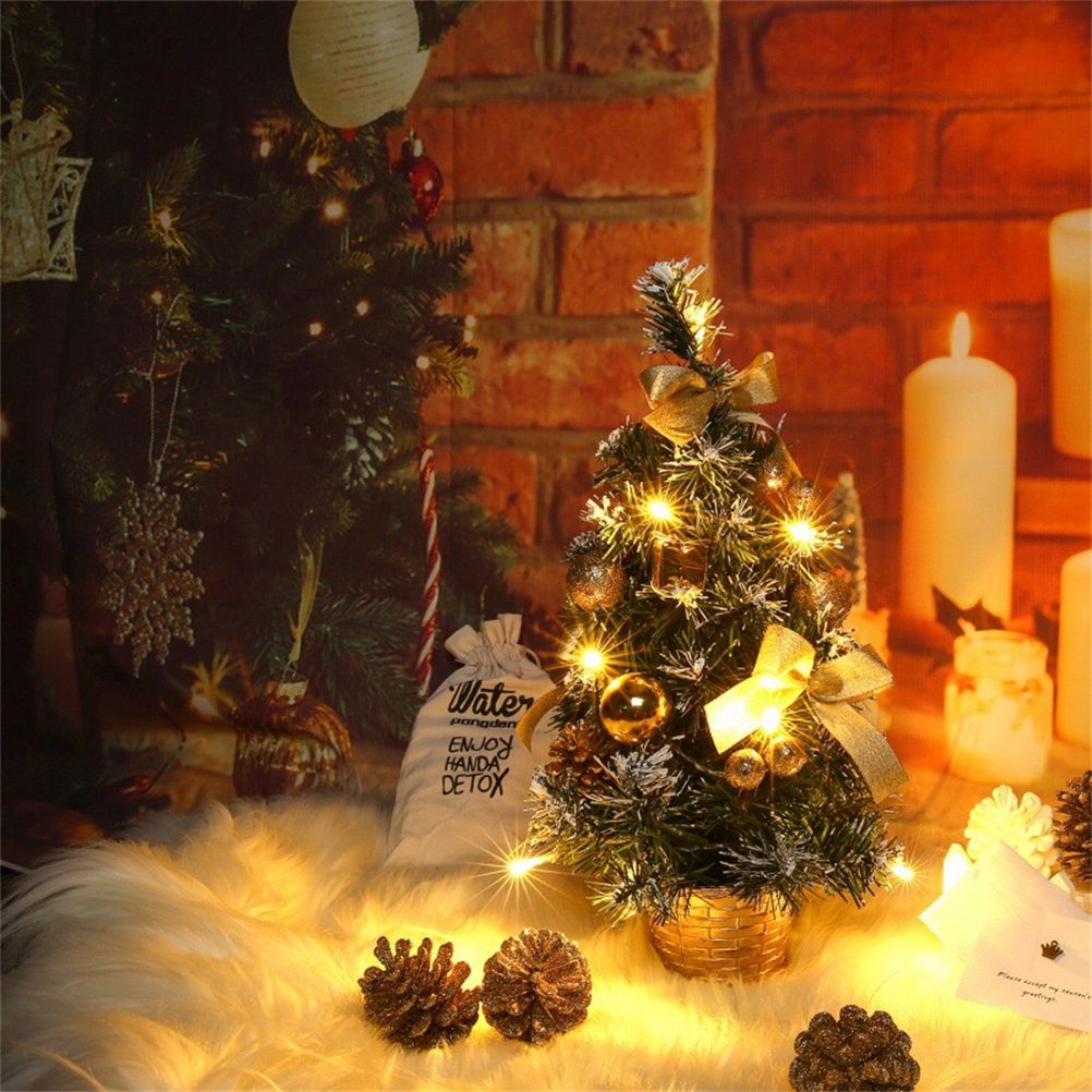 40cm Artificial Tabletop Christmas Tree Mini Xmas Decoration Tree with LED Light Decoration for Christmas Day — image 5