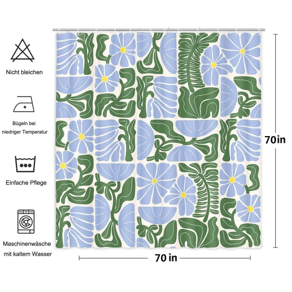 Bohemian Shower Curtain with 12 Hooks, Multicolored Abstract Floral Pattern Retro Patchwork Geometric Plants, 180 × 180 cm — image 5