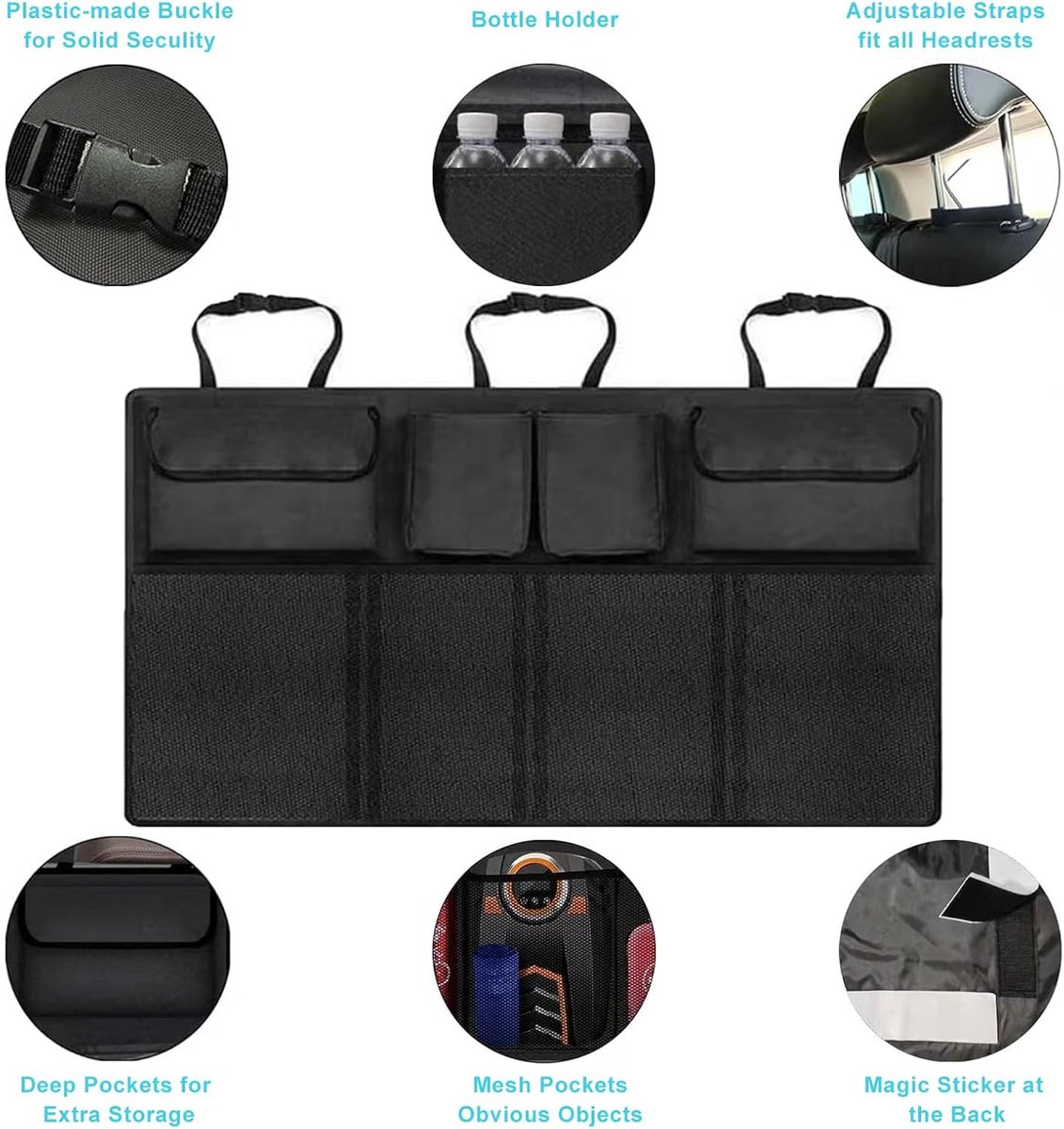 Car seat organizer - Organizer bag for the back seat - Car seat organi - Car organizer bag - 8 storage compartments - Storage accessories for the car interior — image 2