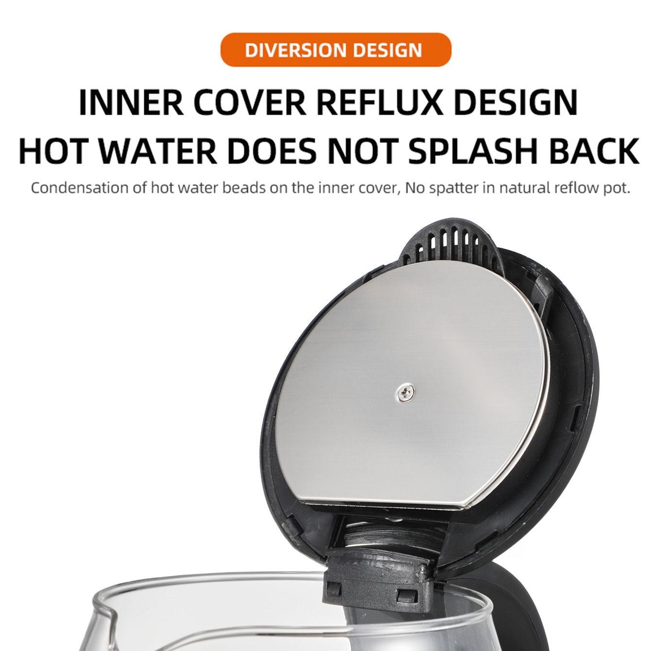 Electric Kettle, Glass Electric Tea Kettle/Hot Water Boiler/Heater with Auto Shut Off Function (1.8L) BPA Free Stainless Steel — image 3