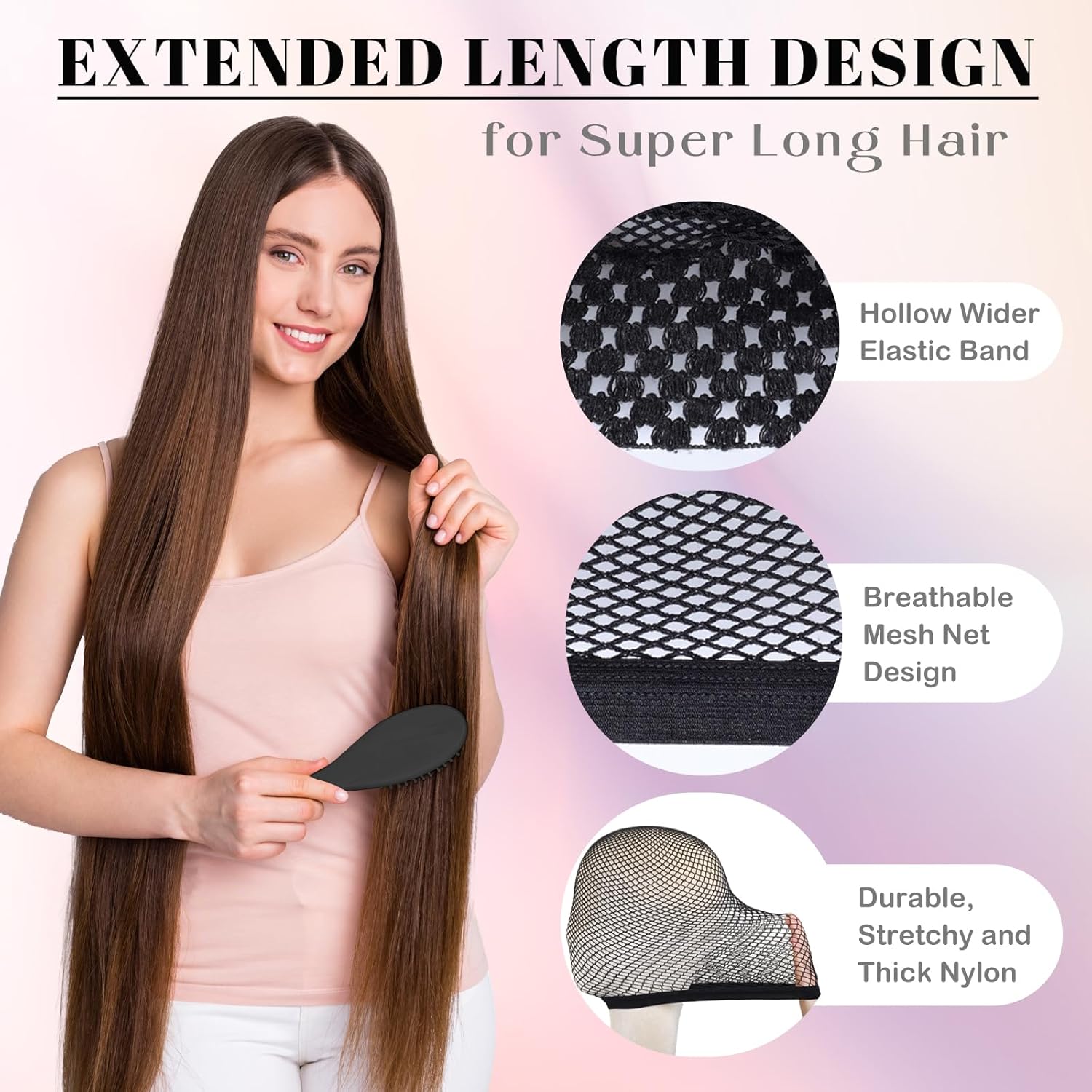 Hair Net for Wig, Wig Caps Women Long Hair, Halloween Cosplay, Black 2 PCS — image 4