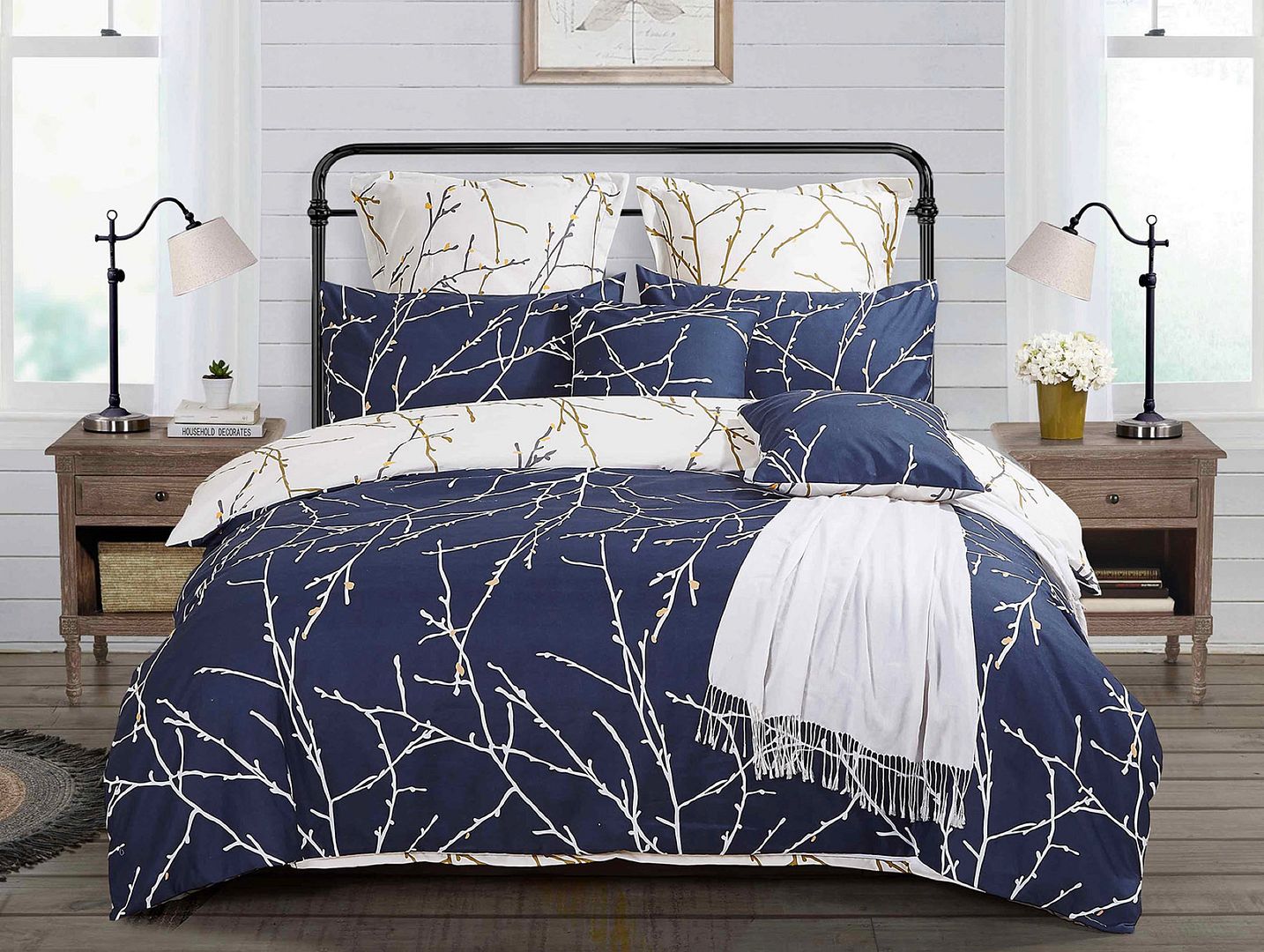 Tree Reversible Queen Size Bed Quilt/Duvet Cover Set Beige — image 2