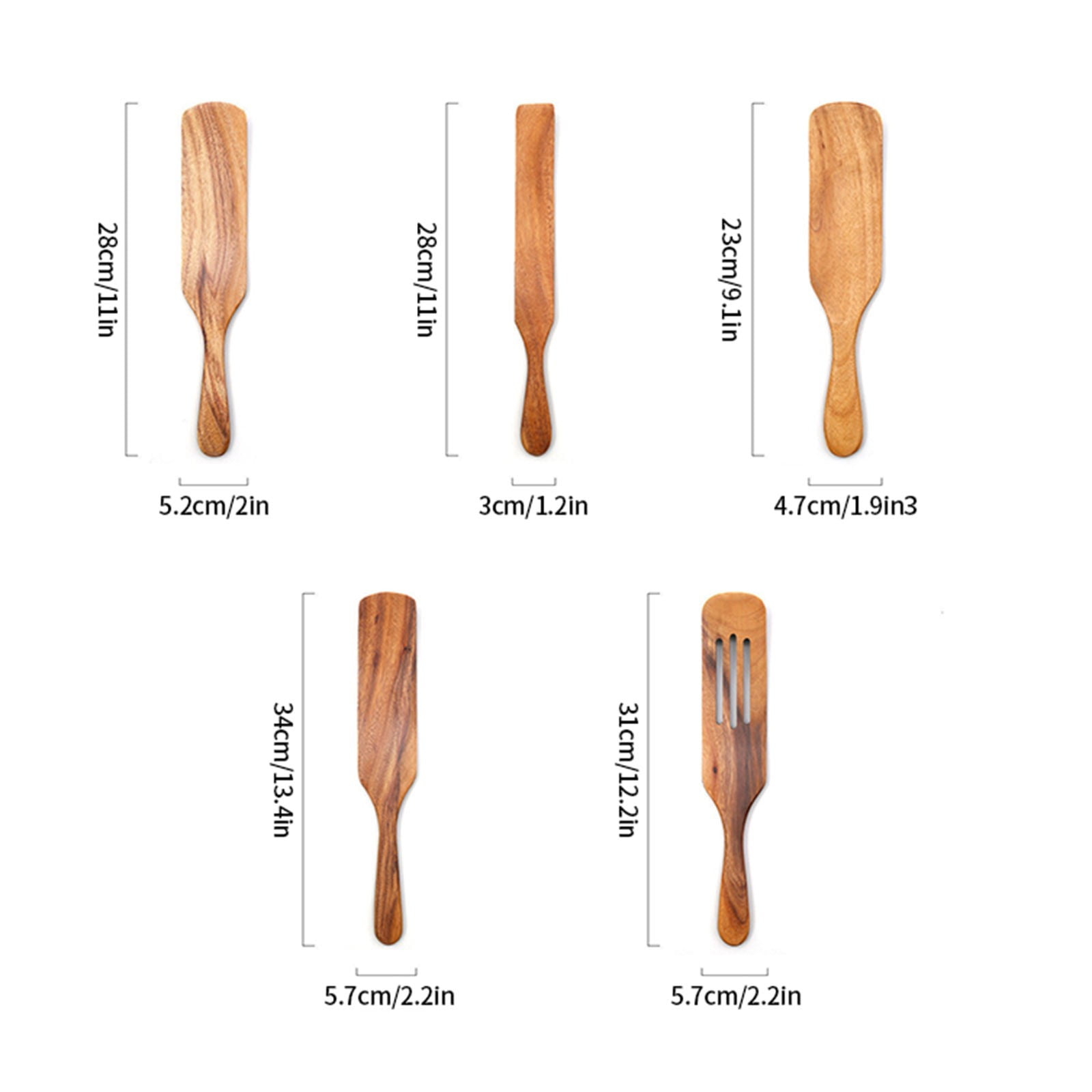 Clearance!! Wooden Spurtle Teak Spurtles Kitchen Tools Wooden Spatula for Cooking Wood Utensils Non Stick Cookware for Serving Stirring Mixing Scraping โ image 2
