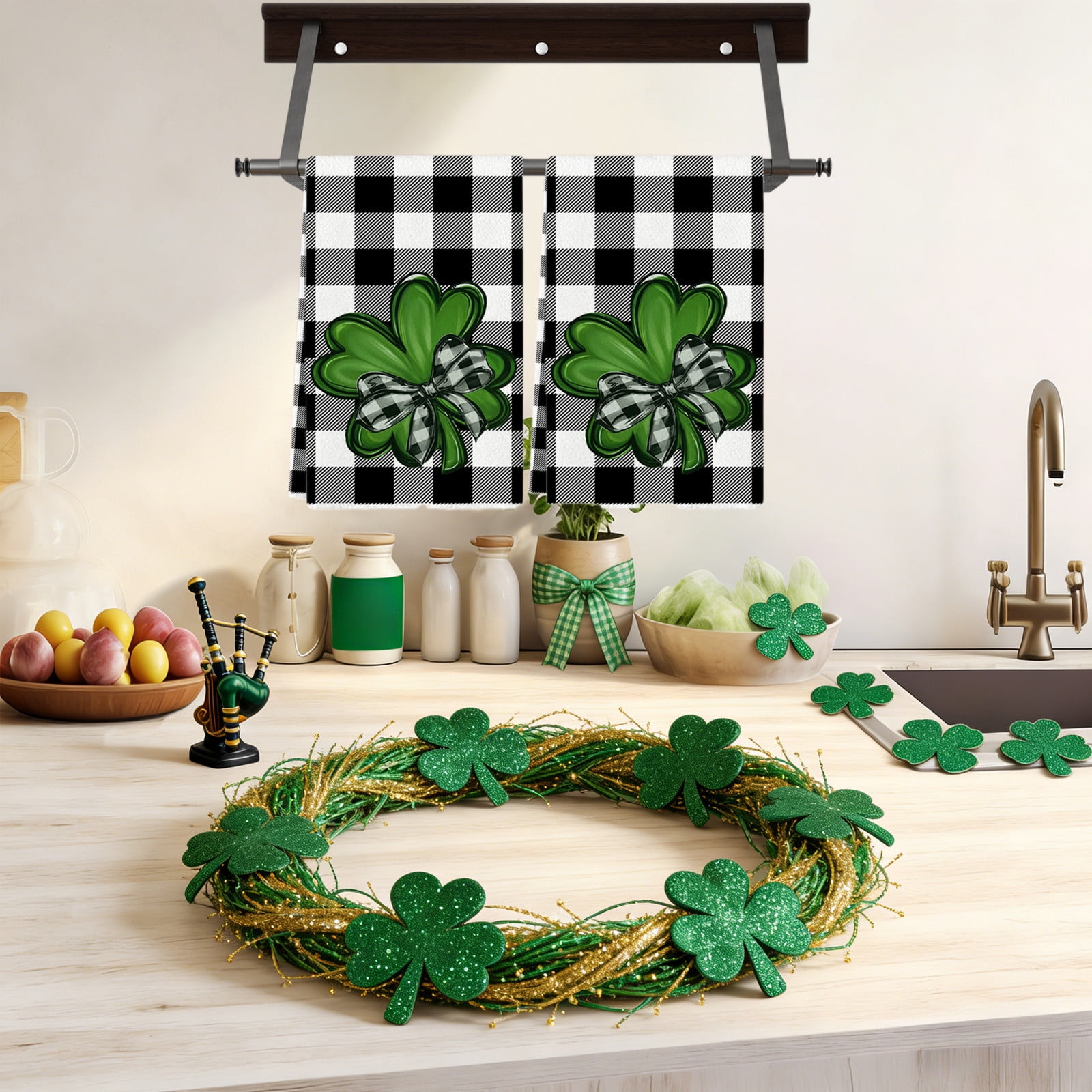 1 Piece Shamrock Kitchen Towel, St Patricks Day Decorative Dish Cloth for Kitchen Bathroom and Home, 15 x 24 in โ image 2