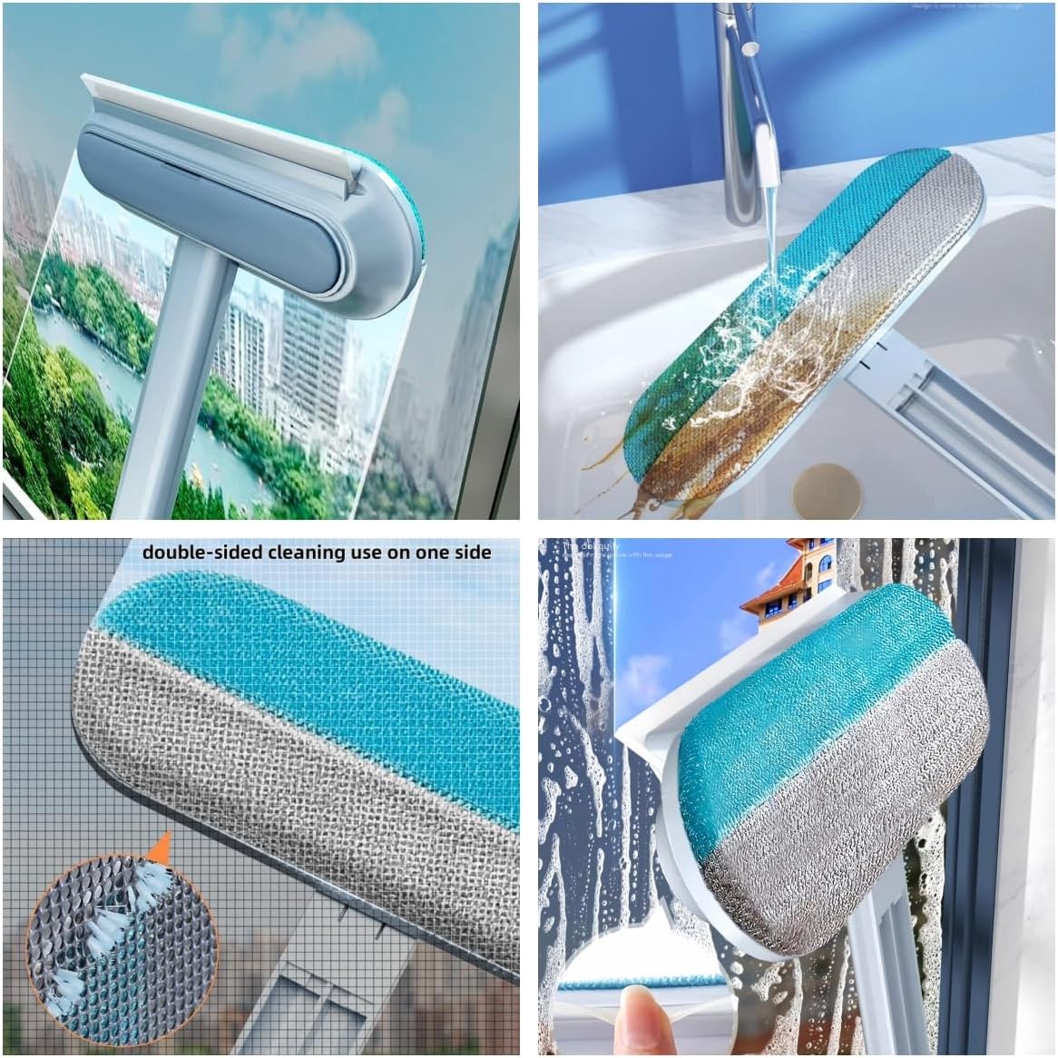 Mesh Screen Cleaner 4 in1, Wet and Dry Dual-Use Window Screen Cleaning Brush, Multi Window Cleaner Tools Window Glass Net Cleaner Squeegee, Groove Brush, Pet — image 5