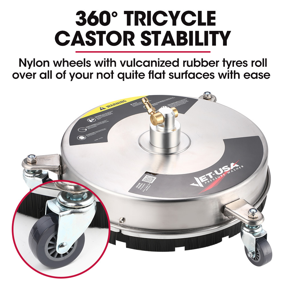 Jet-USA 15" Stainless Steel Pressure Washer Surface Cleaner, 1/4" Fitting, For Concrete Driveway Patio Floor โ image 4