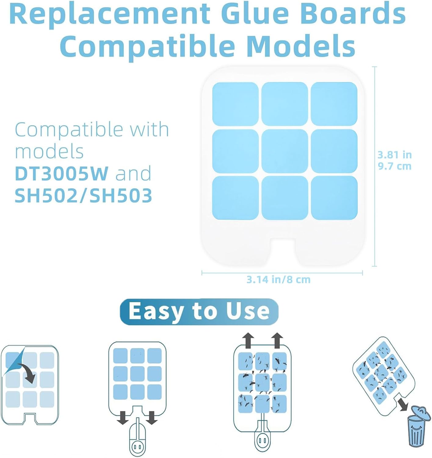20 Pack Refill Glue Cards Compatible with Safer Home Fly Trap Refill,Applicable to SH502、SH503、23005-06 and DT3005W、DT3005W-DS3, Flying Insect Trap Refill — image 2