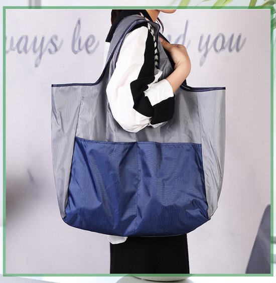 Portable foldable shopping bag - storage bag - supermarket bag - large Oxford cloth bag - eco-friendly bag - blue โ image 3