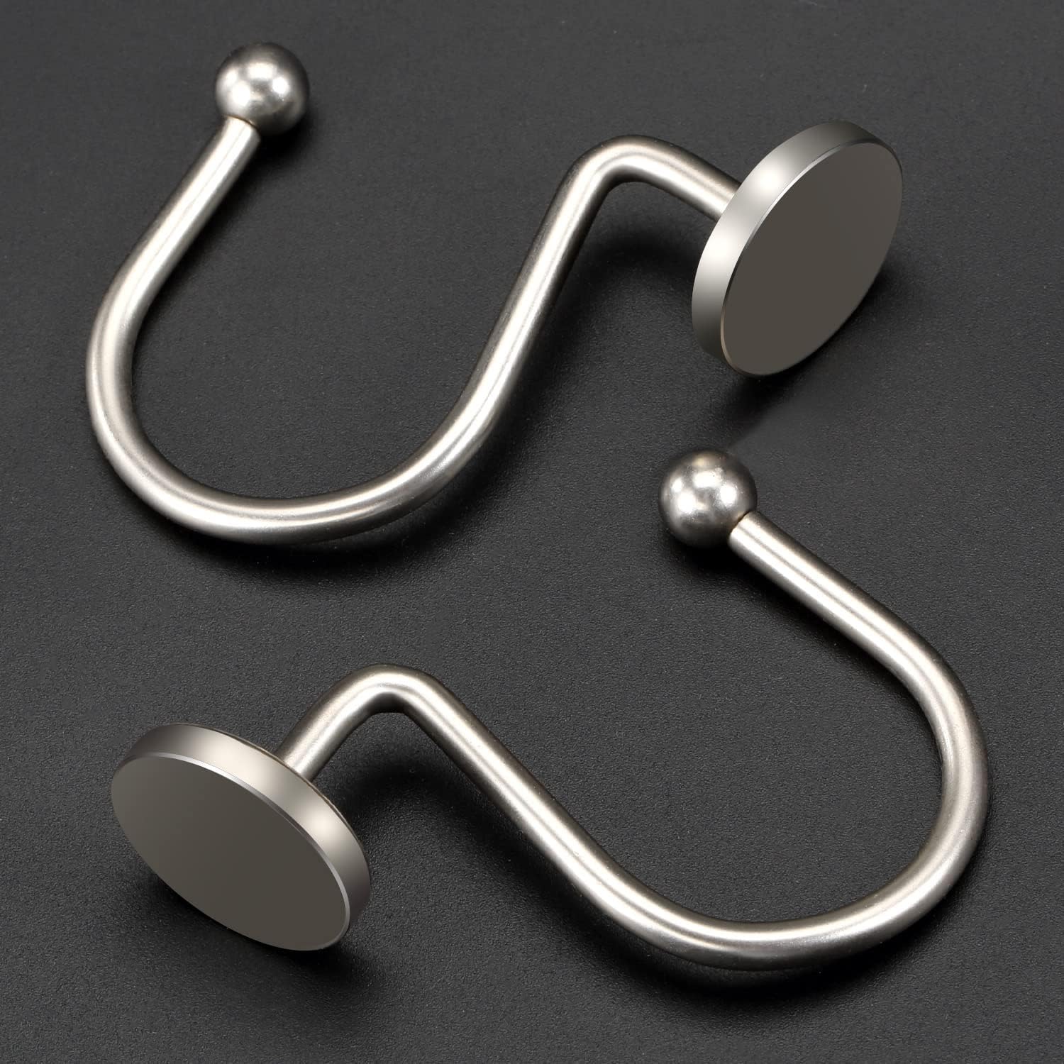 Shower Curtain Hooks, Nickel Shower Curtain Rings Rtproof Metal Round Decorative Shower Hooks Rings for Bathroom Shower Rods Curtains, Set of 12 Heavy Duty — image 3