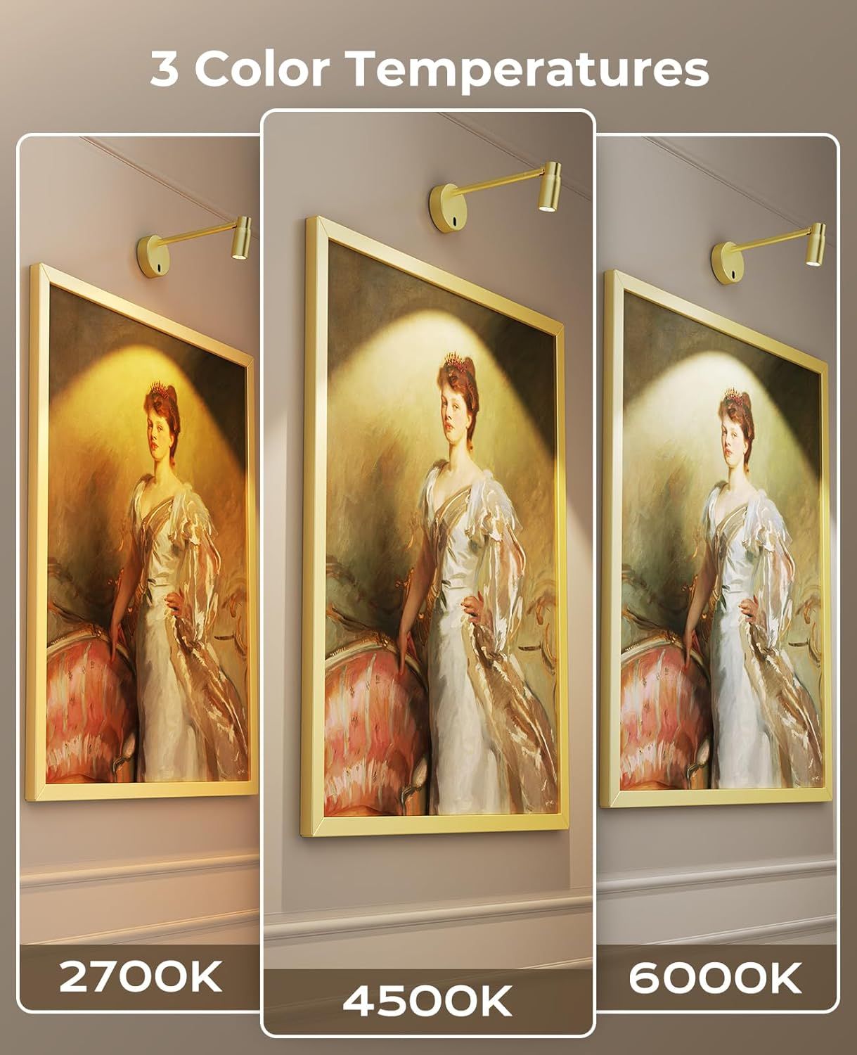 Picture Light for Wall, Battery Operated Art Light for Paintings CCT Dimmable Spotlight for Wall Art Wall Light with Remote Control for Living Room Gallery — image 4