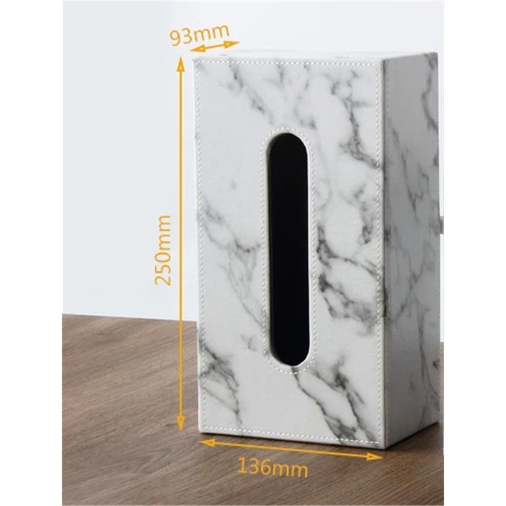 Leather Tissue Box Cover - Facial Tissue Paper Napkin Holder for Bathroom, Home, Office, Car Automotive Decoration with Magnetic Bottom(Gray Marble) large size โ image 5