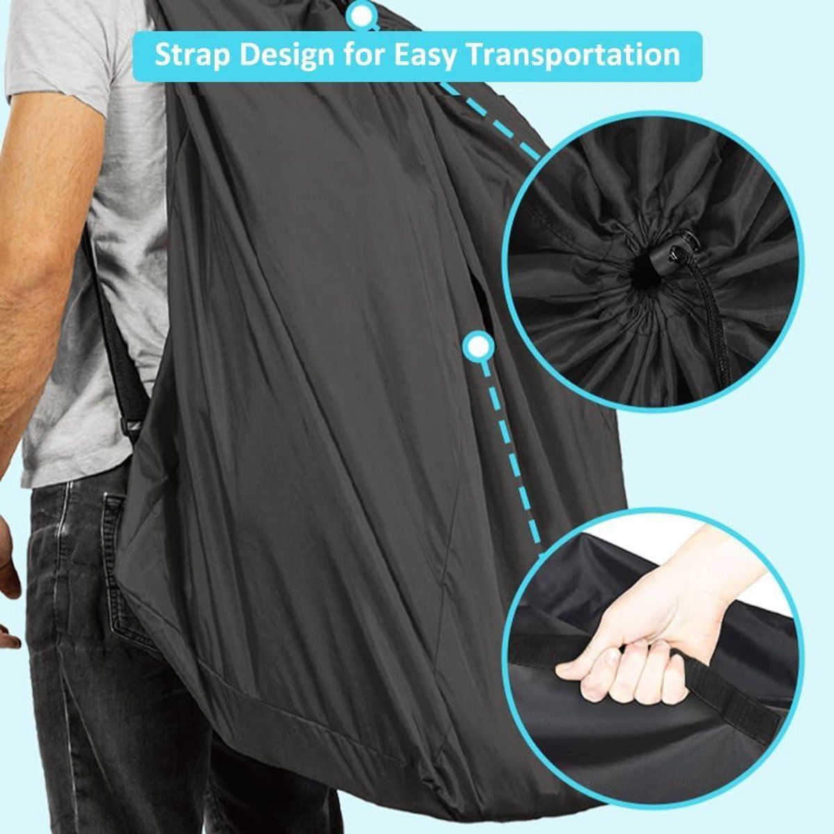 Travel Bag for Car Seat and Stroller, Transport Bag with Shoulder Strap, Waterproof, Convenient for Air Travel, 86 x 43 cm, Black — image 4