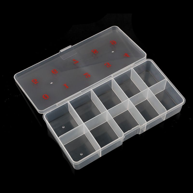 Press On Nail Storage Box, 10-Grid Acrylic Nail Tip Organizer Box, 10 Spaces Empty Clear Plastic Numeral Vitamins Pill Box — image 2