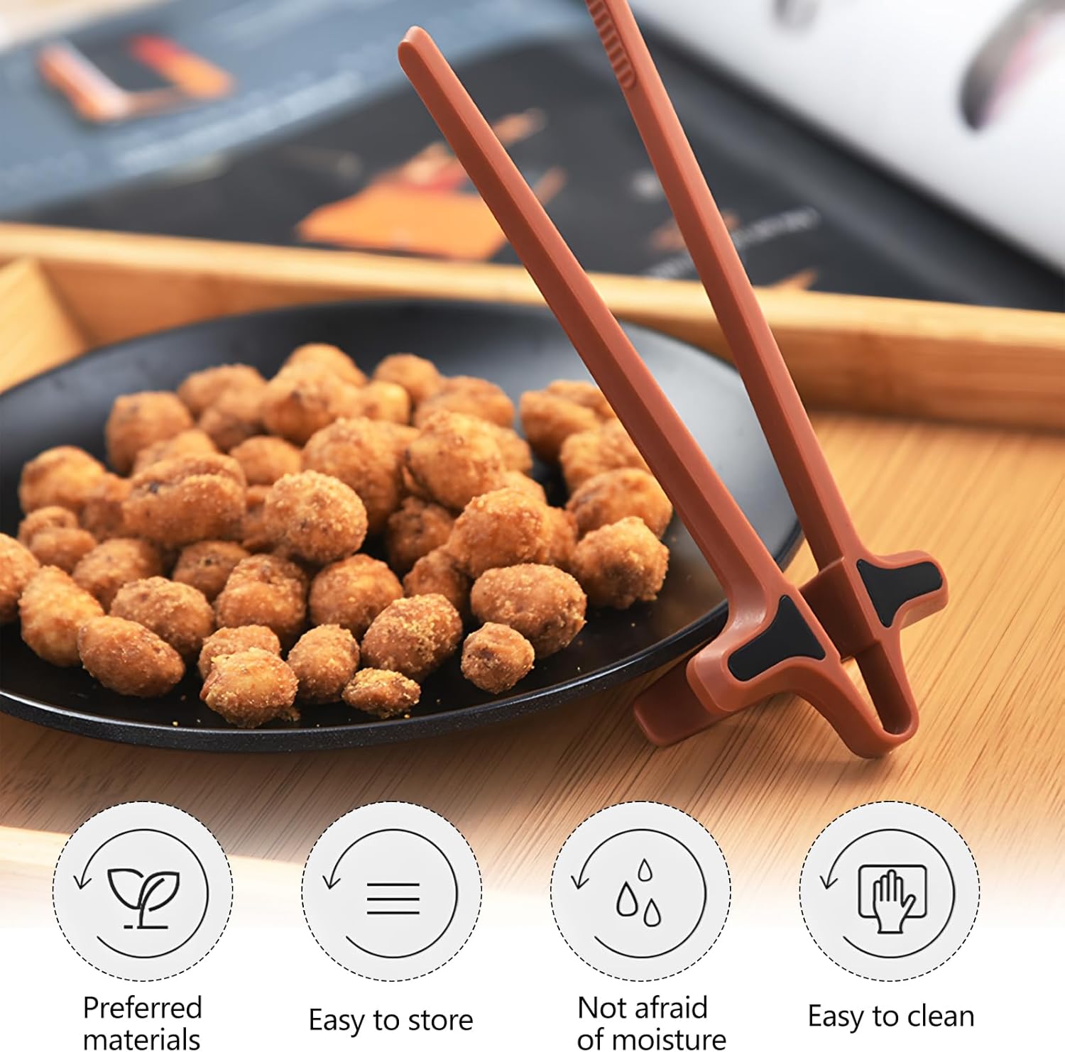 2Pcs Finger Chopsticks, Snack Chopsticks for Gamers Snack Clips Gamepad Accessories Mobile Game Accessories (Black, Brown) — image 3