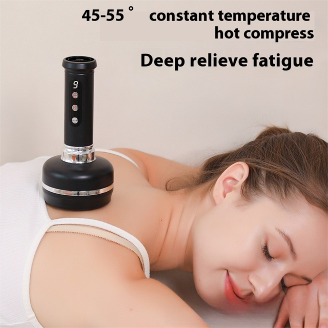 Electric Heated Gua Sha Massager(Black 1200mAh) - USB Rechargeable Red Light Cupping Device with 8 Magnetic Rollers, 30-Level Negative Pressure & โ image 3