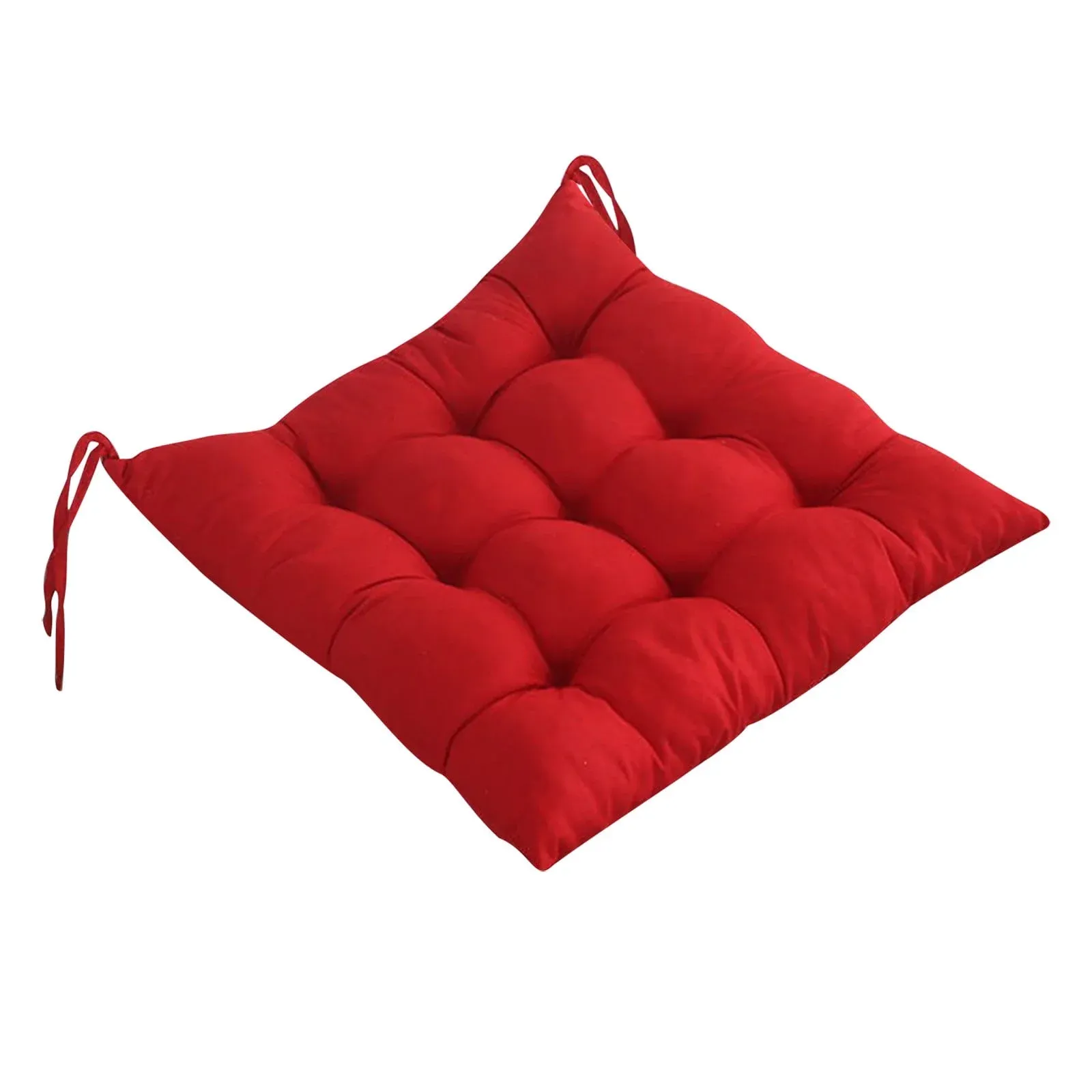 Indoor Outdoor Chair Cushion with Ties, Tufted Patio Chair Pad for Garden, Office and Home Seating Decoration, Red — image 3