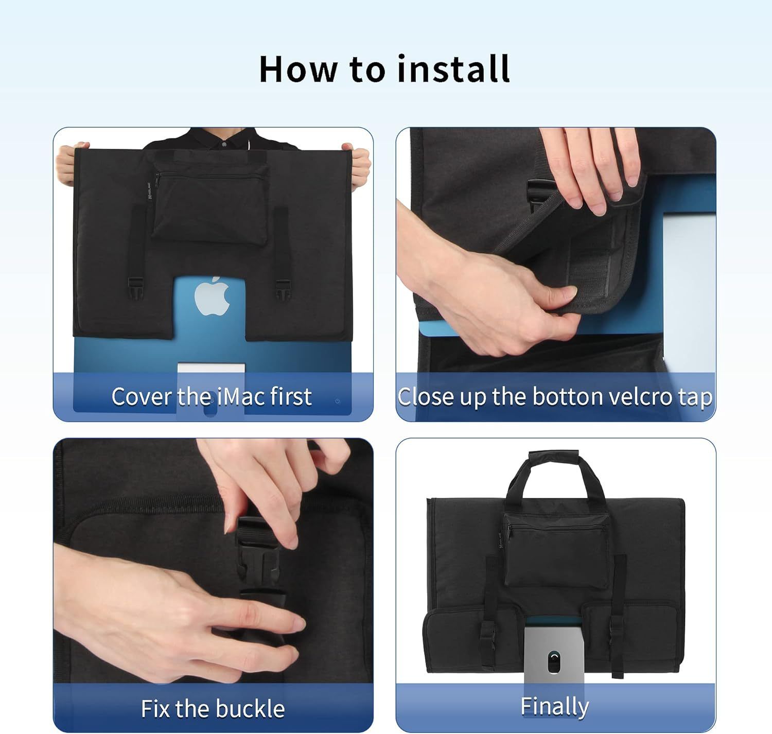 Adjustable Travel Carrying Case for 24''Desktop Monitor(Universal), Protective Storage Bag for Monitor Dust Cover with Carry Handle for 24 inch Screen and โ image 4