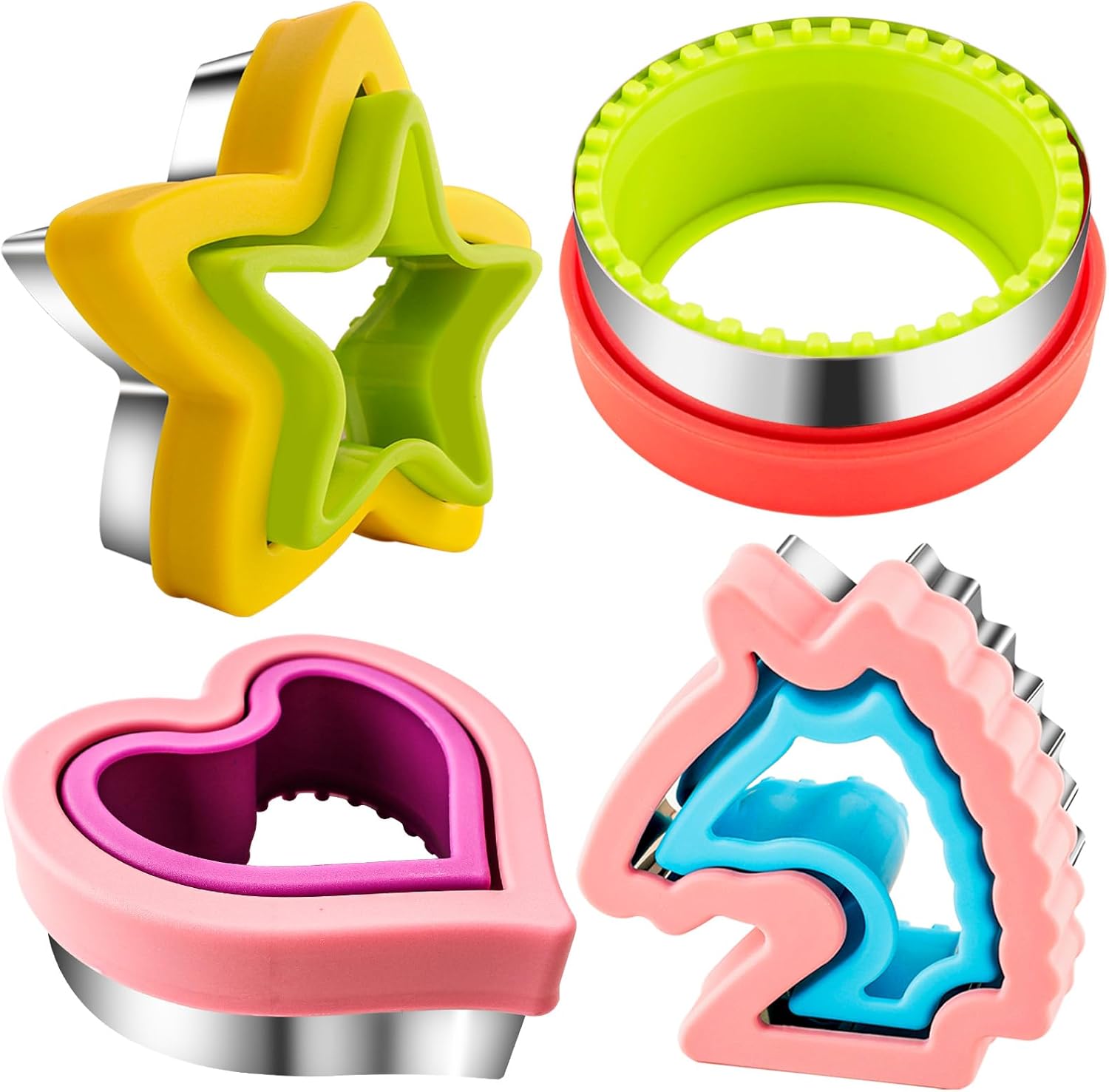Sandwich Cutter and Sealer for Kids 4pcs Large Bread Decruster Sandwiches Cruster Maker Vegetable Fruit Cookies Food Cutter Shapes Set for Boys Girls Lunch