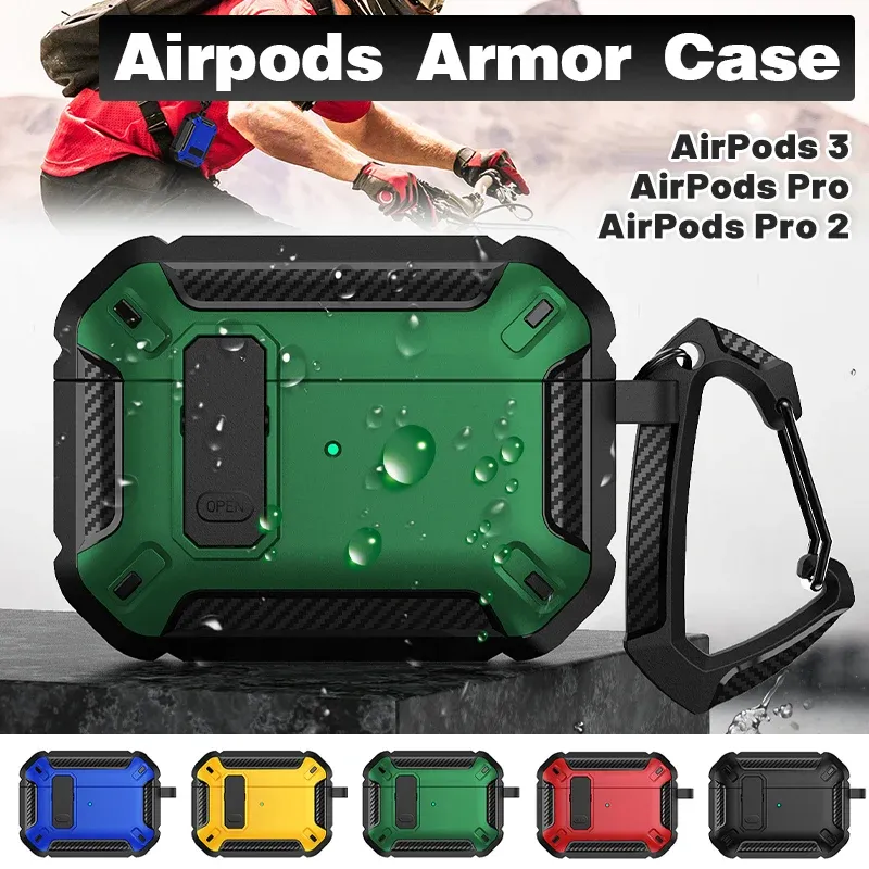 For Apple AirPods pro and pro2 Case Armor Earphone Heavy Duty Shockproof Cover - Black&Red For Airpods 3 — image 2