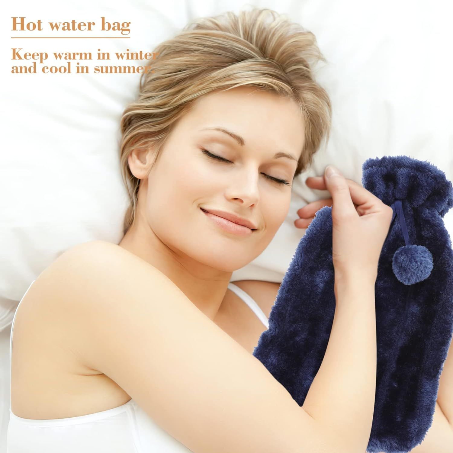Hot Water Bottle with Cover,Hot Water Bag for Pain Relief,Heating Pad,Hand Warmer,Warming Bed,Classic โ image 2