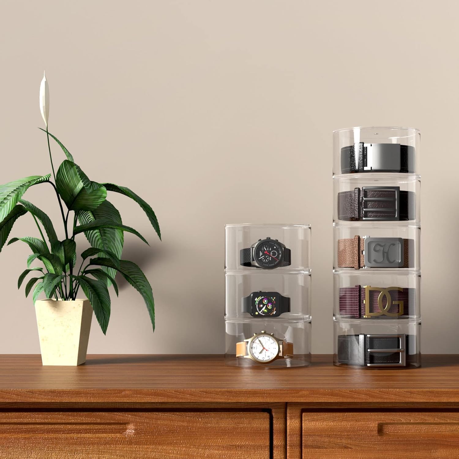 Belt Organizer, Acrylic 5 Layers Belt Case Storage Holder and Display for Accessories like Jewelry,Watch,Bracelets — image 6