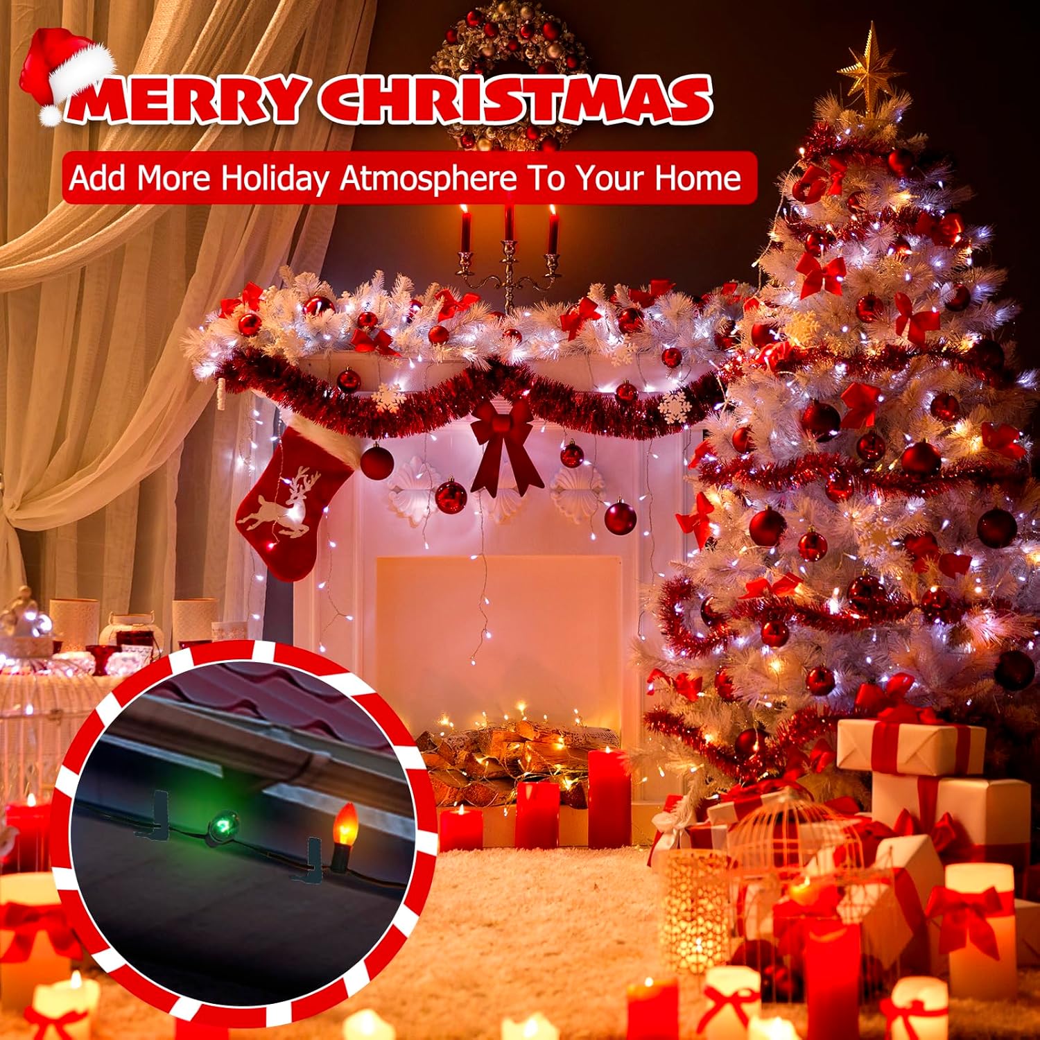 Christmas Light Hanger Clips Fascia Board Light Clips Plastic Holiday Deck Banister Hanger for Christmas Fascia Board Roof Gutter Fence Eave Decoration, Green — image 6