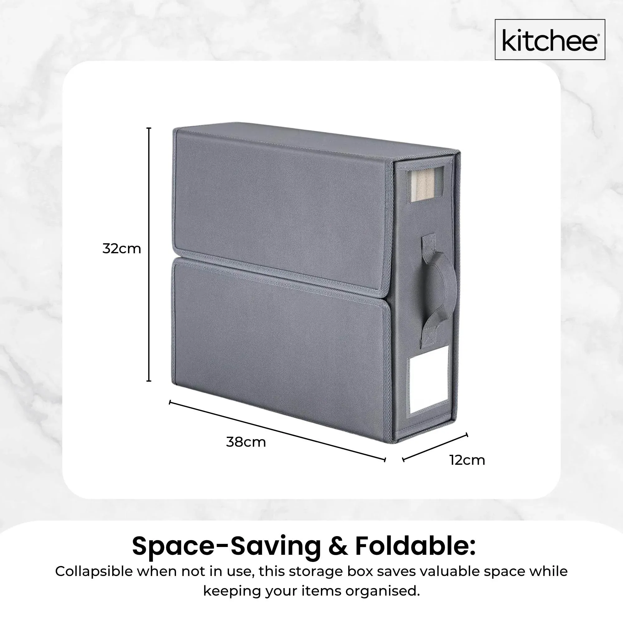 Kitchee 10x Foldable Bed Sheet Storage Box - Linen + Closet Organiser Grey — image 6