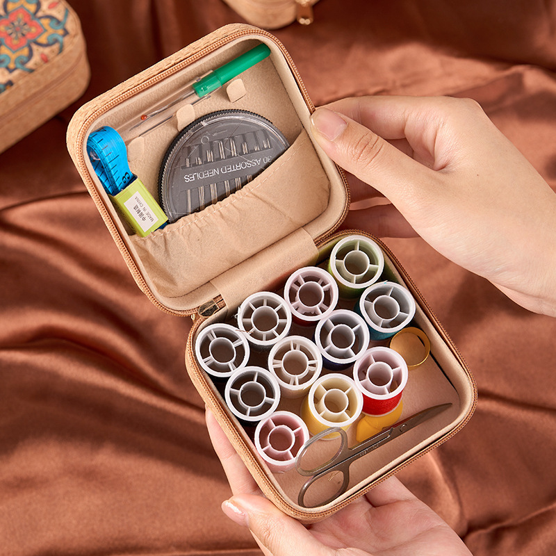 Brown Fantasy Fish Collection Portable Sewing Kit – Compact Travel Set with Needles, Thread, Scissors, Thimble, and Pin Cushion for Home, Dorm, or Emergency — image 3