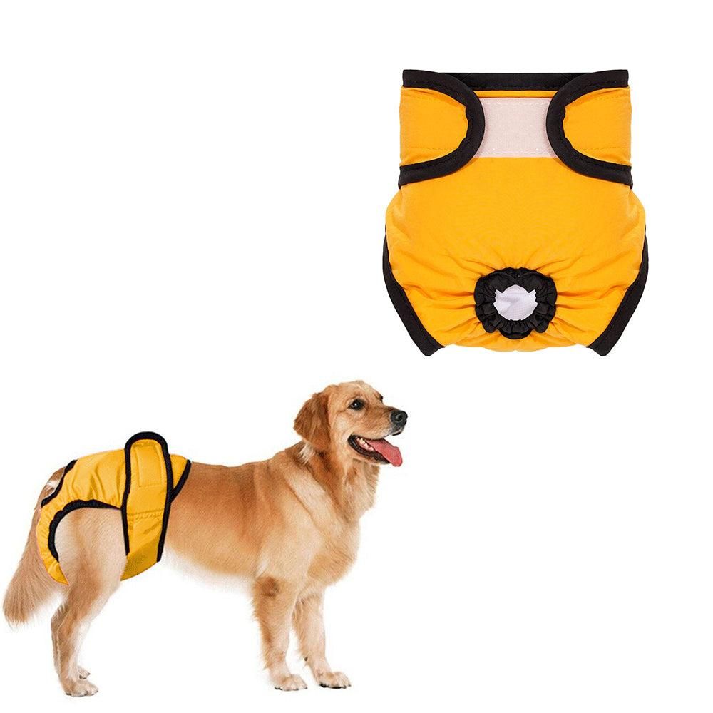 Washable Female Pet Nappy Diaper Dog Cat Physiological Pants Yellow - L