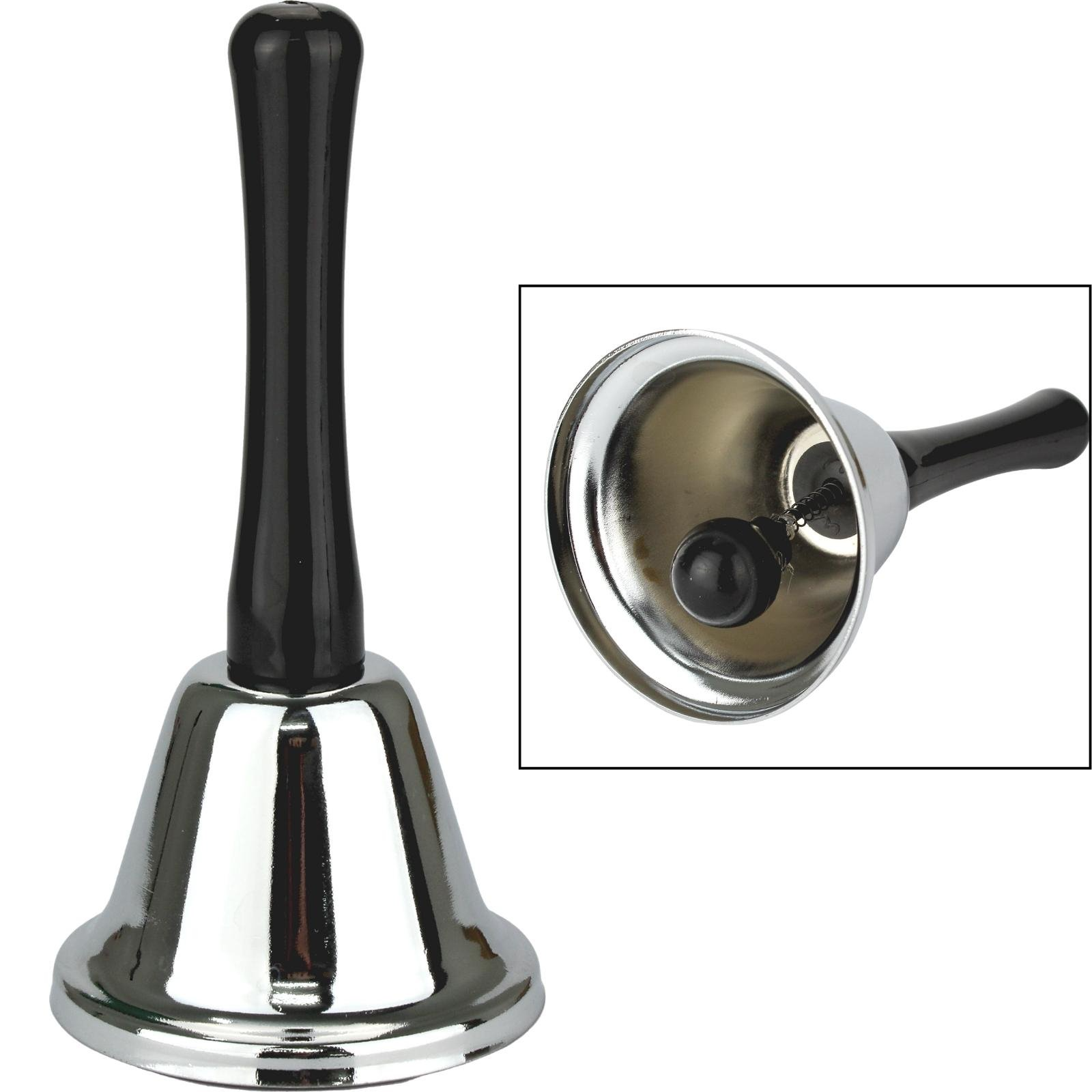 SANTA BELL Jingle Claus Wooden Handle Bells Rattles Christmas Xmas - Silver — image 2