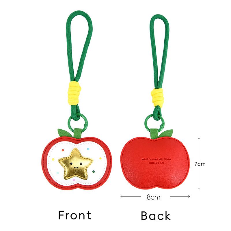 2-Piece Peace Apple Shaped PU Leather Keychains โ Cute Holiday Bag Ornaments and Car Decorations