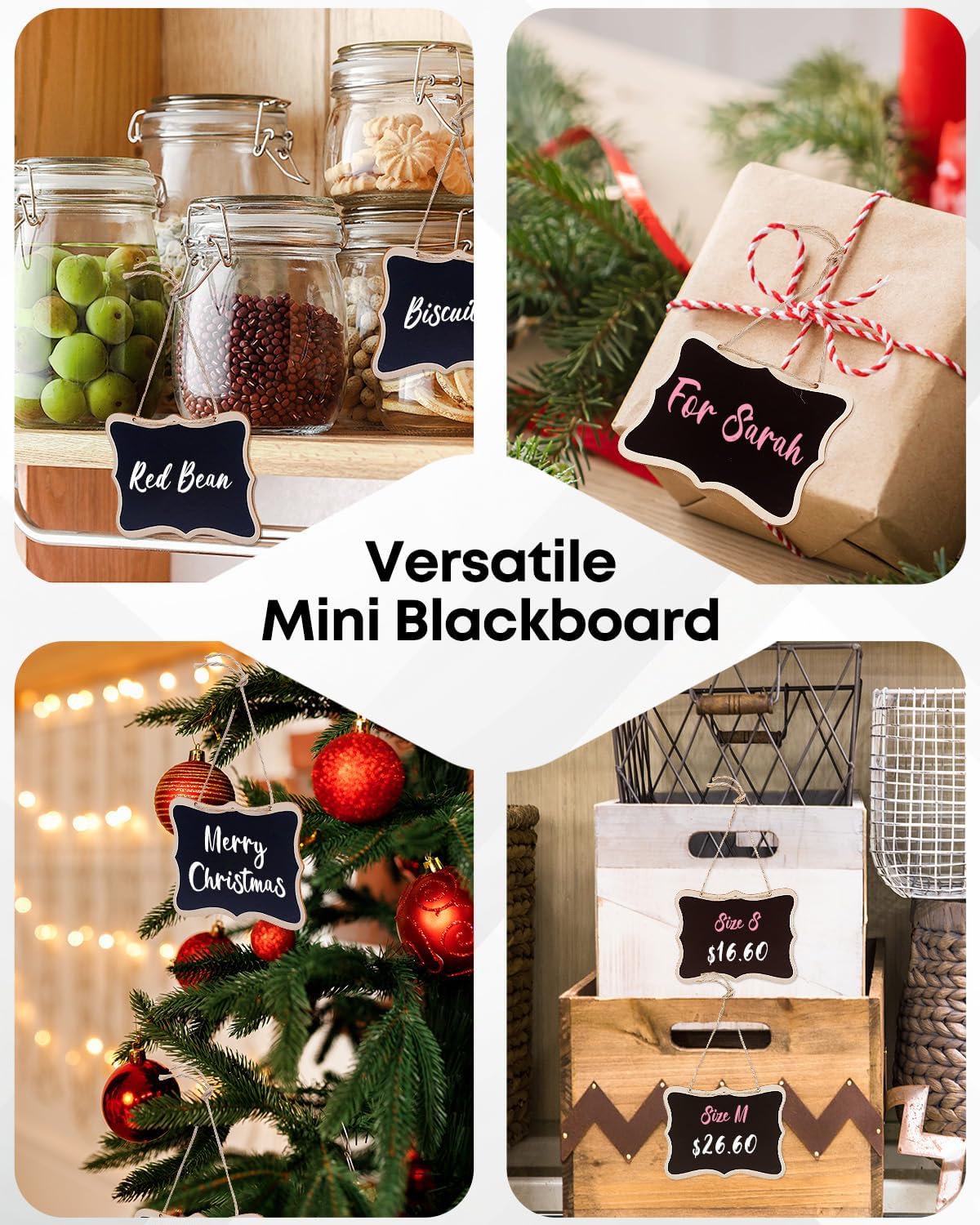 24 Pack Mini Chalkboard Signs for Food, Small Chalkboard Signs with Strings Chalk Markers & Replacement Stickers, Hanging Chalkboards Sign Reusable Wooden Food β image 6