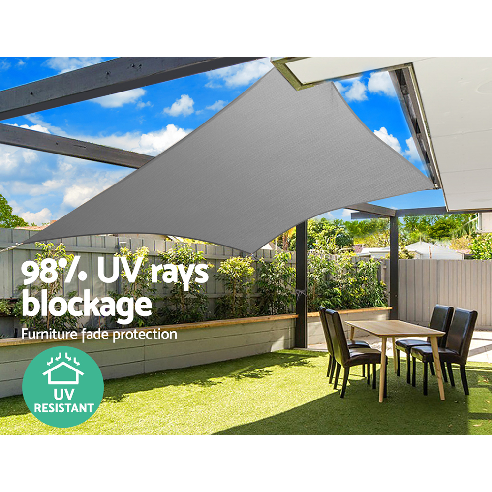 Instahut Shade Sail 6x6m Rectangle 280GSM 98% Grey Shade Cloth โ image 6