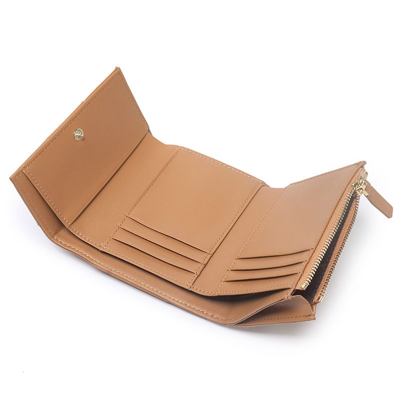 Wallet Women's Leather Wallet Slim Buckle Short Style Card Holder Simple Large Capacity Coin Purses Retro Unisex Coins Pocket — image 3