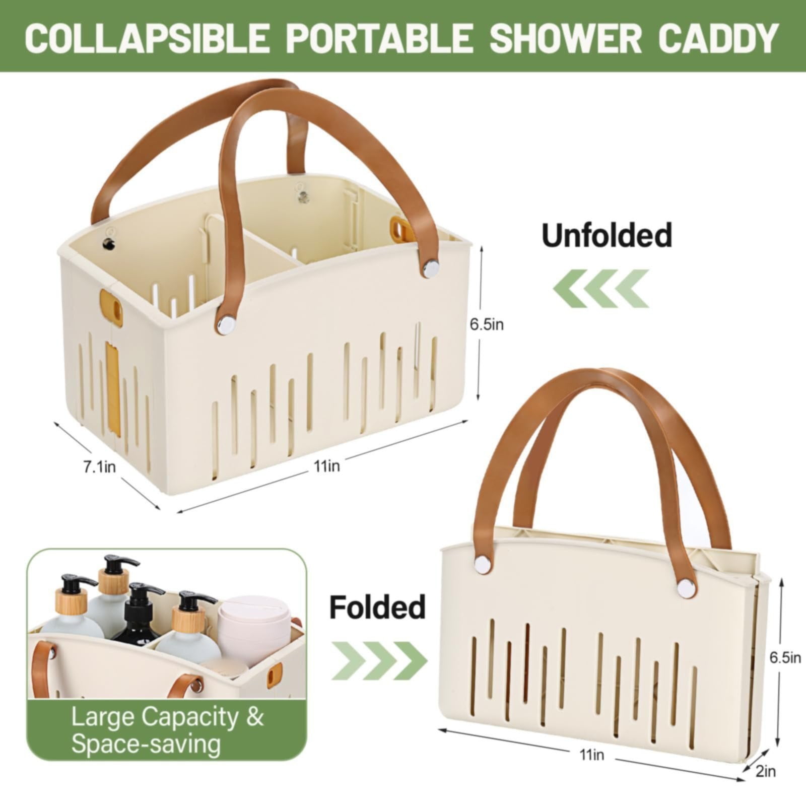 Cotton Rope Storage Basket, woven organizer with PU leather handles for clothes toys gifts laundry and pet supplies, White, 11.02 × 7.09 × 6.5 inches — image 6