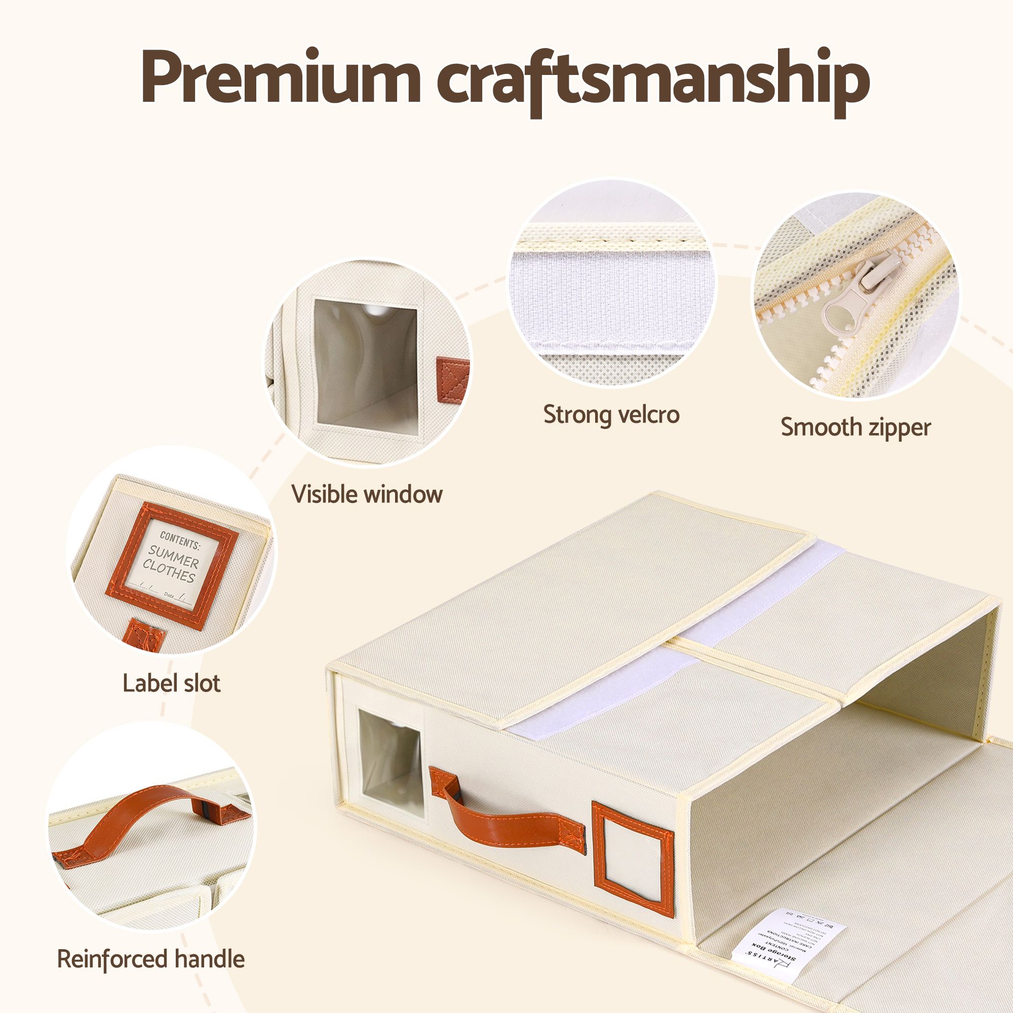 Artiss Bed Sheet Organisers Box 8Pcs Storage King Size Bedding Foldable Beige โ image 6