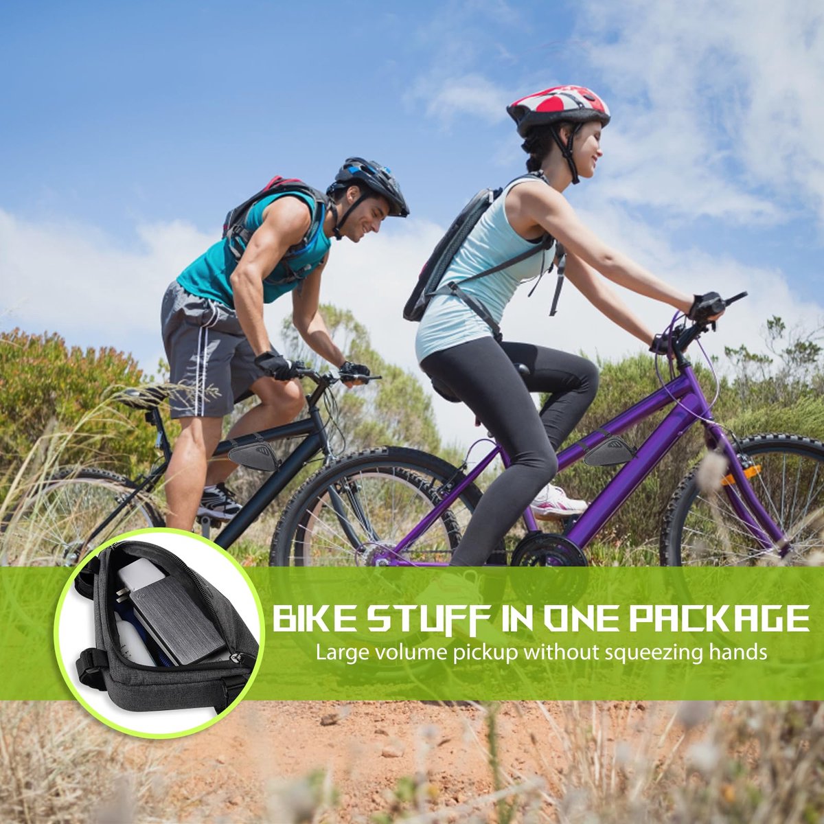 Bicycle pannier - Bicycle frame bag - Waterproof bicycle bag - Triangular bicycle frame bag - Mountain bike and road bike accessories, large capacity - Grijs โ image 5