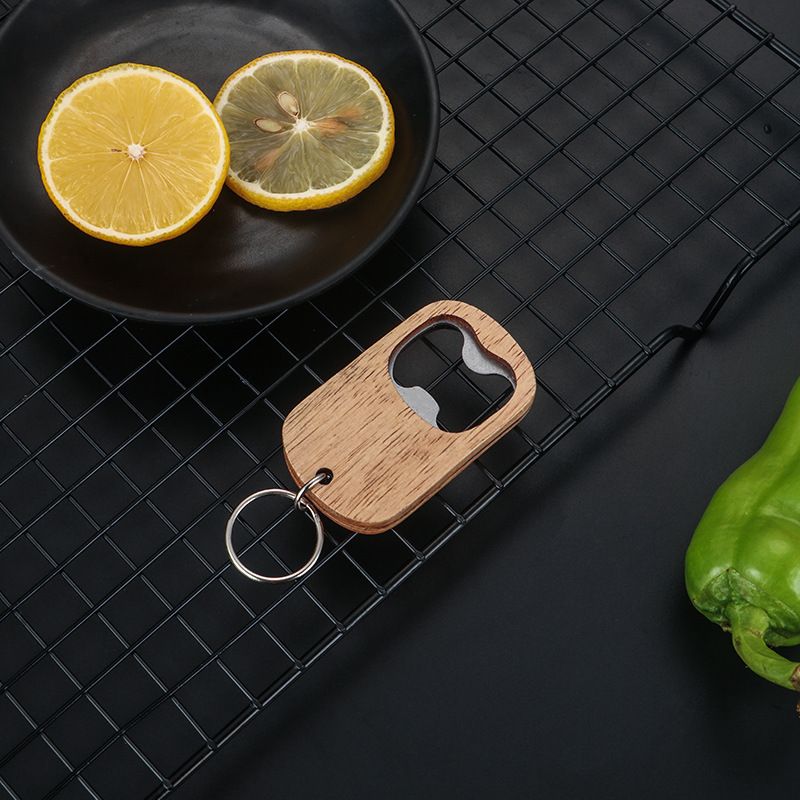 Bottle Opener Keychain Portable Wooden Beer Bottle Opener Keyring Beverage Drinks Bottle Opener Key Chain Christmas Birthday — image 5