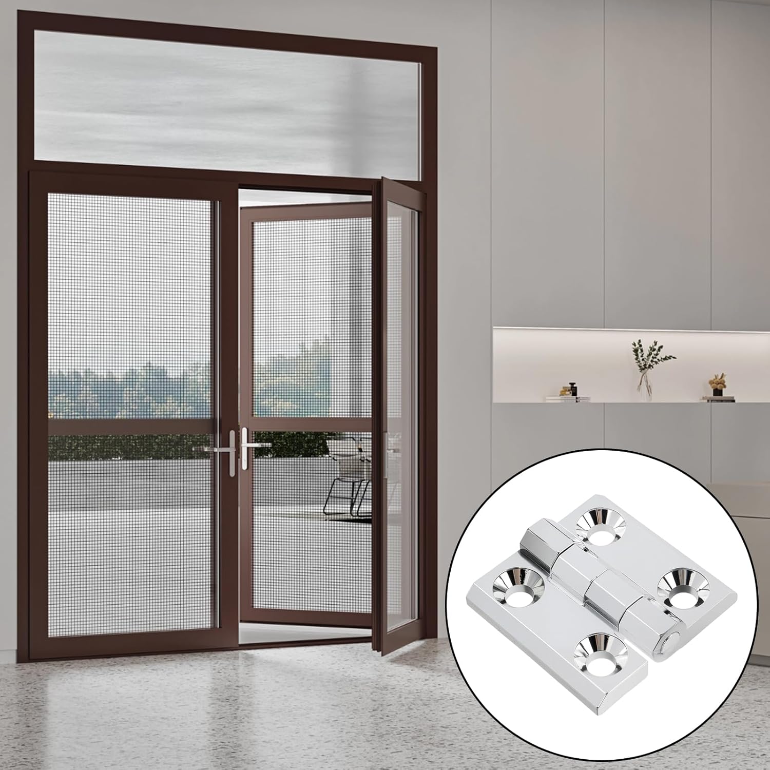 Butt Hinge Zinc Alloy Door Hinge Polished Chrom Silver Residential Bed Room Hinge for Doors Hardware 2.36" x 2.36" -2pcs โ image 5