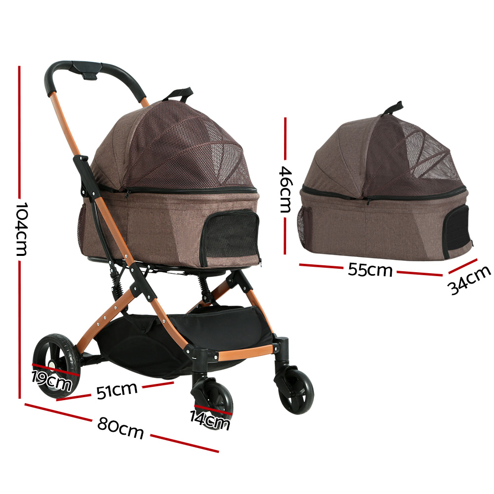 i.Pet Pet Stroller Dog Pram Large Cat Carrier Travel Foldable 4 Wheels Pushchair Double โ image 2